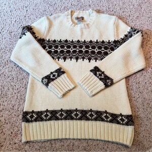 Cream Patterned Knit Sweater for Fall